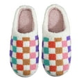 thumbnail image 3 of Fuzzy Slippers For Women Couple Winter Multicolored Plaid Pattern Cartoon Warm Padded Cotton Slippers Warm Cozy Winter House Slippers Bedroom Indoor House Shoes, 3 of 7