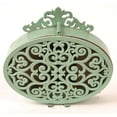 thumbnail image 6 of Woven Paths 6.5" x 2" x 6.25" Antique Style Pewter Mantel Clock in Distressed Aqua, 6 of 8