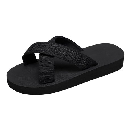 

Sehao Bride Slippers Women Beach Slip On Casual Open Toe Non Slip Wedges Breathable Slippers Shoes Sandals Birthday Gifts Black 39
