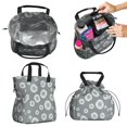 thumbnail image 2 of Geometric Flower and Sunburst Gray Drawstring Insulated Lunch Bag for Women, Stain-Resistant Large Lunch Tote with Multi-Pockets for Work Office, 2 of 6