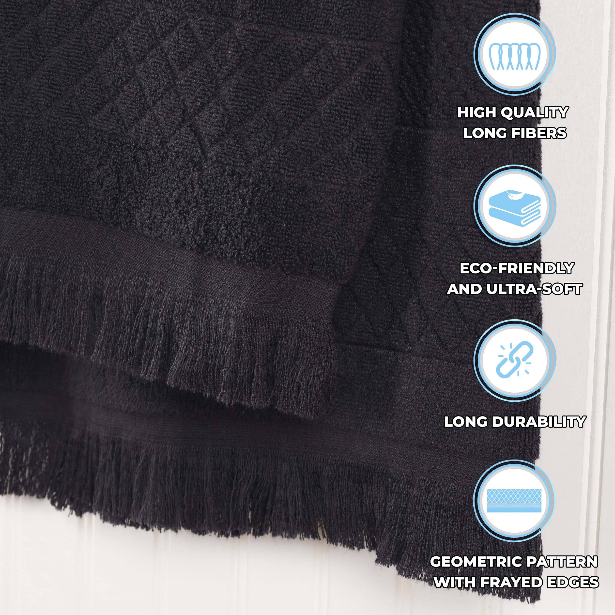 Superior Rolla Cotton Geometric Soft 12 Piece Towel Set, Black