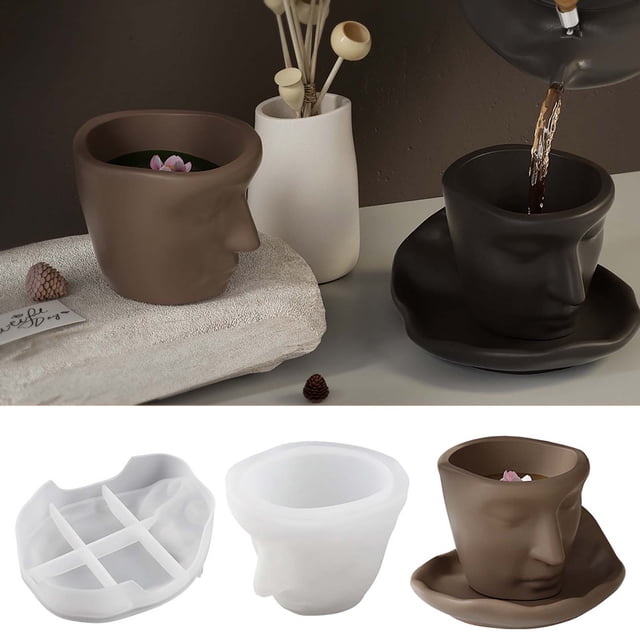 Xihbxyly Juego de Moldes para Velas de Arte Abstracto, Moldes Premium de Yeso y Cemento, Diseño Fácil de Desmoldar, Decoración Artística para El Hogar, Multiusos, Aptos para Horno y Microondas, Juego