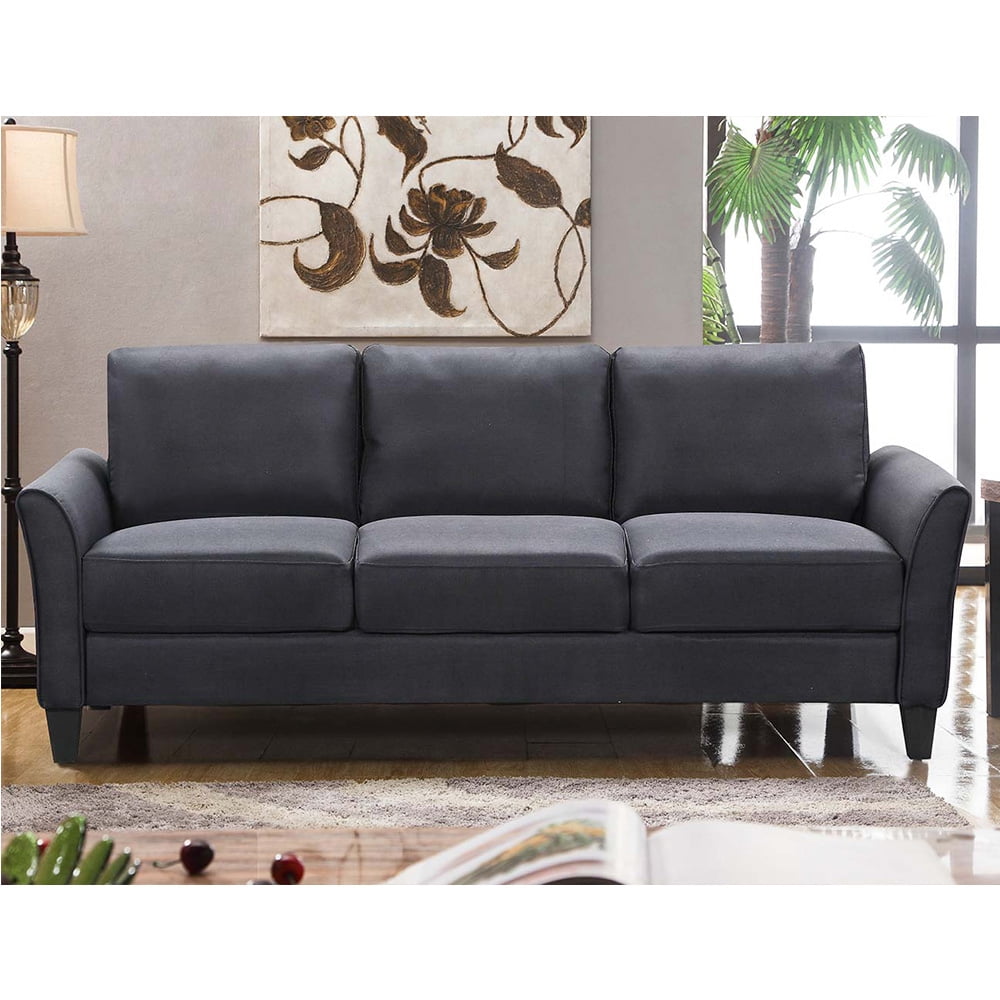 Kepooman Fabric Sofa Chair, Living Room Armrest Single Sofa, Recliner Sofa with Curled Handrails and Nail Head Trim, Brown Kepooman Fabric Sofa Chair, Living Room Armrest Single Sofa, Recliner Sofa with Curled Handrails and Nail Head Trim, Brown