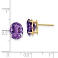 thumbnail image 3 of Real 14kt Yellow Gold 10x8mm Oval Amethyst Earrings; for Adults and Teens; for Women and Men, 3 of 3