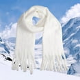 thumbnail image 2 of AWZXDE Women's Fringed Solid Color Long Scarf - Soft & Breathable Flowy Wrap for Everyday and Layered Styling White,One Size, 2 of 4