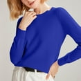 thumbnail image 3 of Holzkary Women's Basic Crewneck Sweater Long Sleeve Pullover Sweater Soft Lightweight Knit Tops 2025 Spring Autumn Winter New Solid Color Knitted Sweater Undercover Style Long Sleeve Blue Xl, 3 of 5
