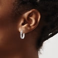 thumbnail image 3 of Auriga 925 Sterling Silver Platinum-plated Diamond and Sapphire Oval Hoop Earrings for Women, 3 of 6