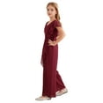 thumbnail image 3 of Zaldita Kids Girls Summer Cape Sleeve Romper Casual Jumpsuit V Neck Chiffon Party Wide Leg Pants Burgundy 14, 3 of 7