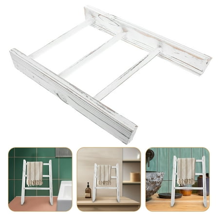 MLINS Wooden Mini Ladder Towel Rack for Kitchen or Bathroom White Color Spacesaving Design 6.3 Inches