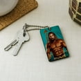 thumbnail image 2 of Aquaman Movie Jason Mamoa Full Costume Wood Wooden Rectangle Keychain Key Ring, 2 of 3