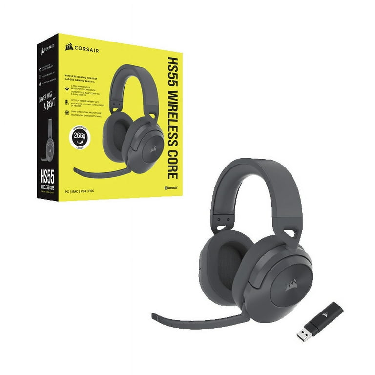 Corsair HS55 Wireless Core Gaming Headset Wireless Audio or Bluetooth for  PC, PS5, PS4, Mobile - Gray