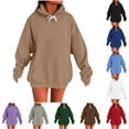 thumbnail image 1 of Ropa de mujer,Sudadera informal de manga larga con capucha para mujer, con bolsillo, tejido de poliéster suave, para uso diario, sopatenor, 1 of 8