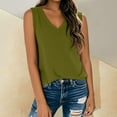 thumbnail image 2 of Women's Sleeveless V-Neck Tank Top - 2025 Summer Loose Fit Flowy Casual Vest | Yubnlvae | Women's Sleeveless T Shirt Print Vest 2025 Loose Casual V Neck Shirt (Bronze | S), 2 of 5