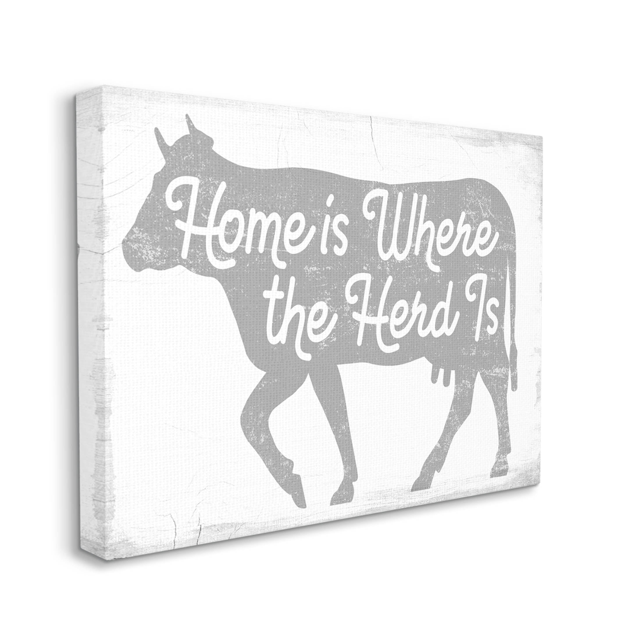 Stupell Industries Home Is Where Herd Is Phrase Graphic Art Gallery Wrapped Canvas Print Wall Art, Design by Lil' Rue