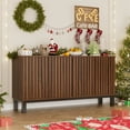 thumbnail image 4 of Yeahumalia Large Sideboard Buffet Cabinet with Storage, Mid Century Modern Accent Credenza with 4 Fluted Doors for Living Room, Kitchen, Entryway, Hallway - Oak, 4 of 8