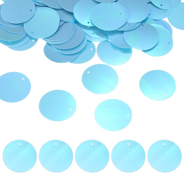 150 PCS Lentejuelas Redondas Planas, 30mm/1.2 Resina Gradiente AB Azure Lentejuelas Sueltas con Agujeros Individuales