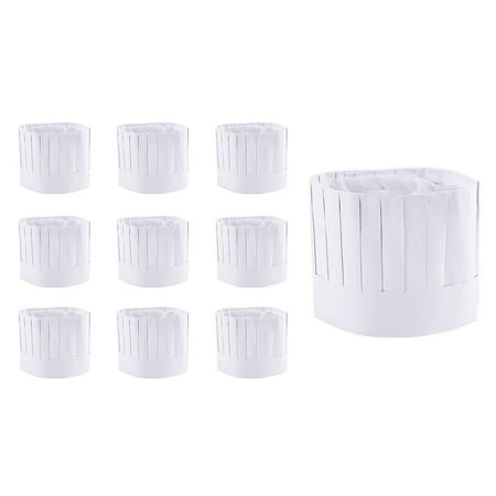 Disposable 9' Paper Chef Tall Hat Set for Home Kitchen, Food Restaurants, Classes (10 Pack)