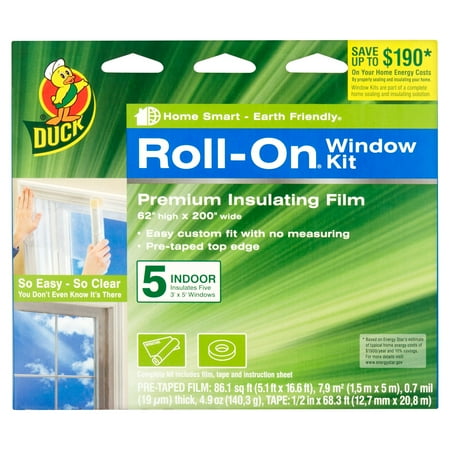 Duck Brand Roll-On Window Kit, Indoor, 5-Pack