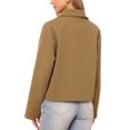 thumbnail image 3 of Cropped Jacket for Women Casual Long Sleeve Open Front Button Down Coat Outerwear with Pockets L Camel, 3 of 6