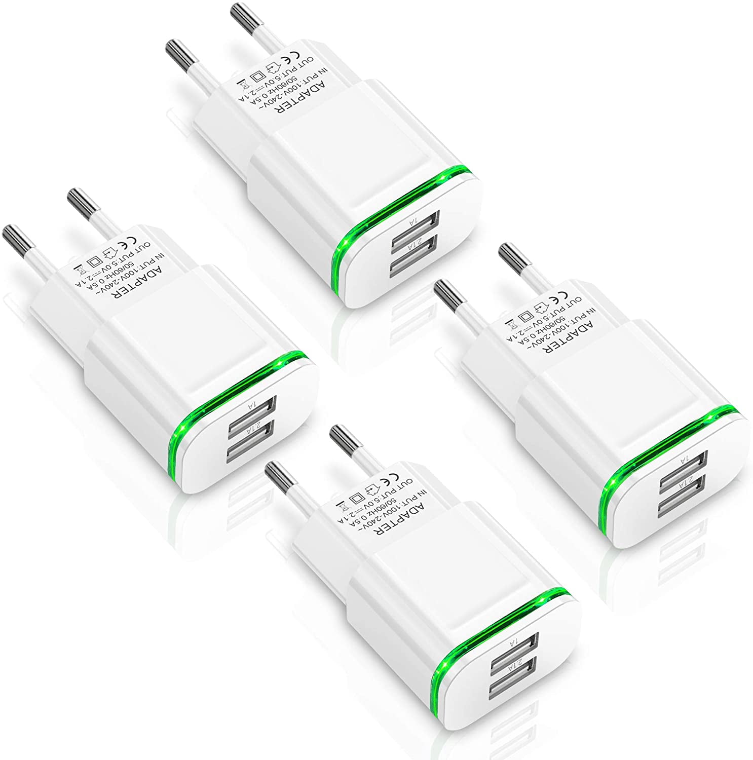 Blind sejle Beloved 4-Pack European Plug Adapter, LUOATIP 2.1A Europe Dual USB Wall Charger  Travel Power Adaptor for iPhone 13 12 11 XS Max XR X 8 7 6 6S Plus 5 5S 5C  SE, Samsung Galaxy, Pad, LG - Walmart.com