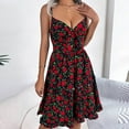 thumbnail image 5 of PuLe Summer Women's Summer Suspenders V-neck Floral Bow Dress, 5 of 8