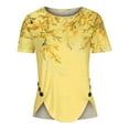 thumbnail image 4 of Pompotops T-shirt Ample Imprimé pour Femme, Boutons, Manches Courtes, Blouse à Col Rond, Hauts Décontractés, 4 of 6