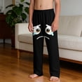 thumbnail image 4 of Boys Sweatpants Lounge Pants Funny Sad Face Print with Pockets Polyester Spandex 4-14 Years Black Comfort Pajama Bottoms,Size 4 T, 4 of 6