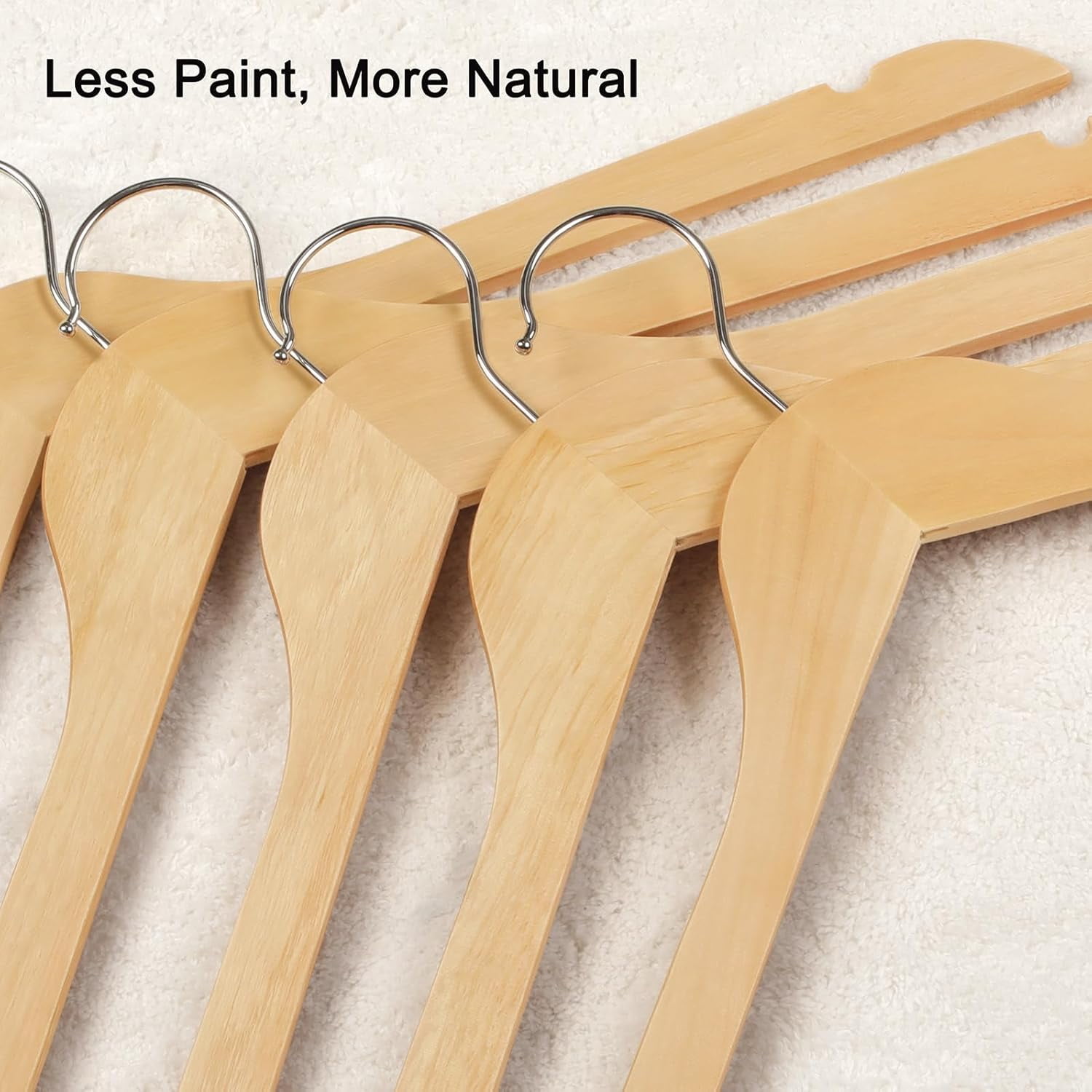 Wooden Hangers 48 Pack, 0.28-inch Slim & Durable Clothes Hangers Space Saving, Natural Wood Hanger with 360°Swivel Hook and Non-Slip Shoulder Notches for Coat,Shirt,Camisole,Dress