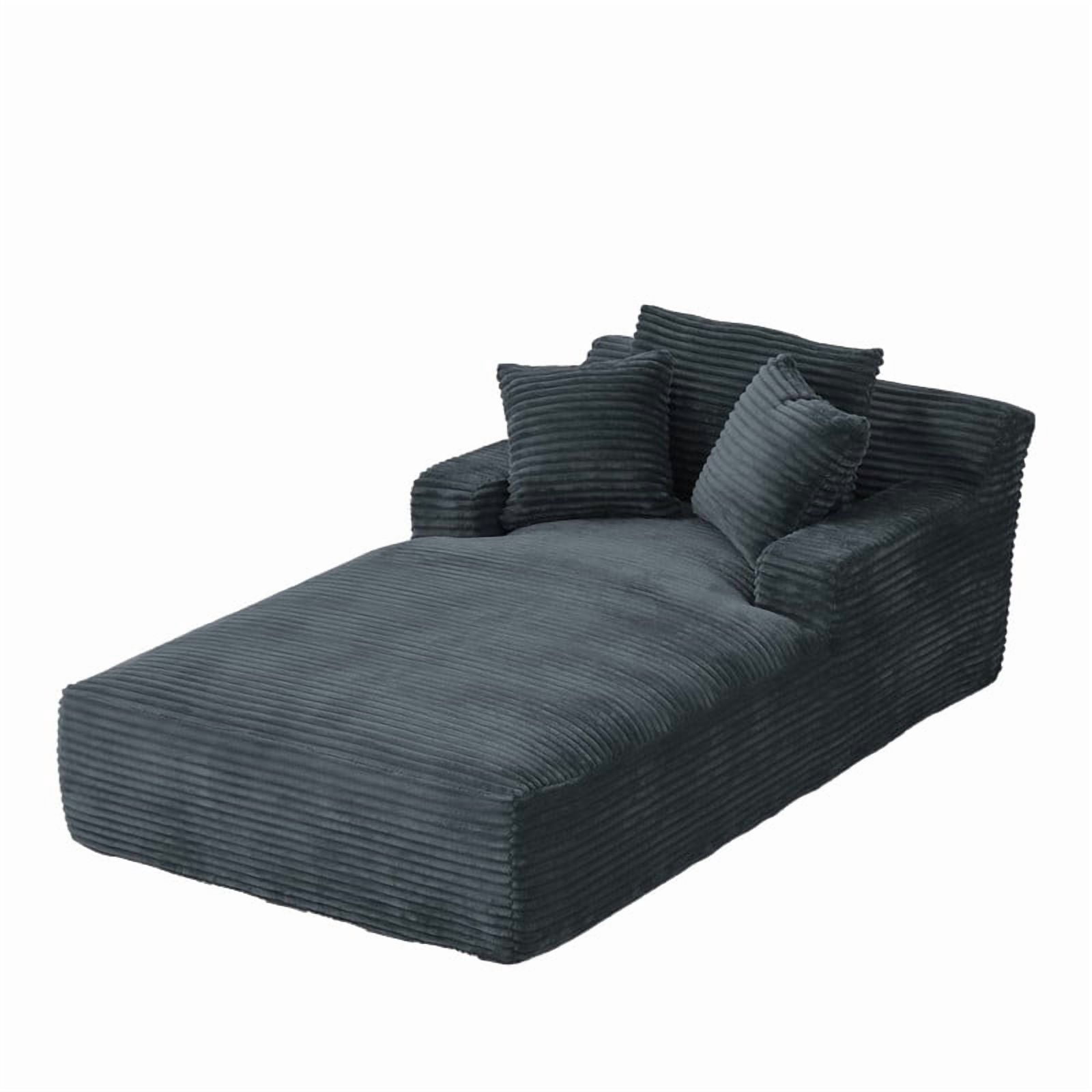 Oversized Chaise Lounge Chair Indoor, 78.7" Extra Deep Boneless Corduroy Lounge Couch Bed with 3 Pillows, Single Seat Reading Chairs for Living Room,Bedroom,Apartment