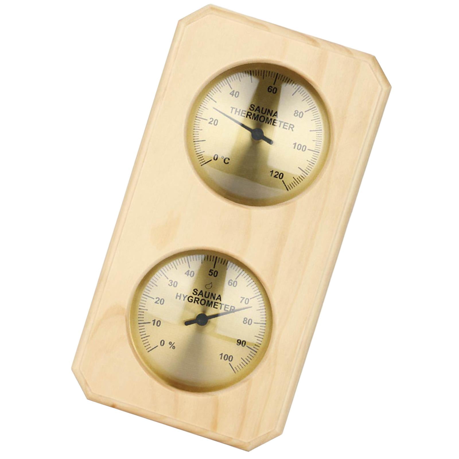 Nishiyuenyi Hygrometer Wooden Thermometer, Sauna Hygrothermograph Gauge Humidity Temperature Vertical