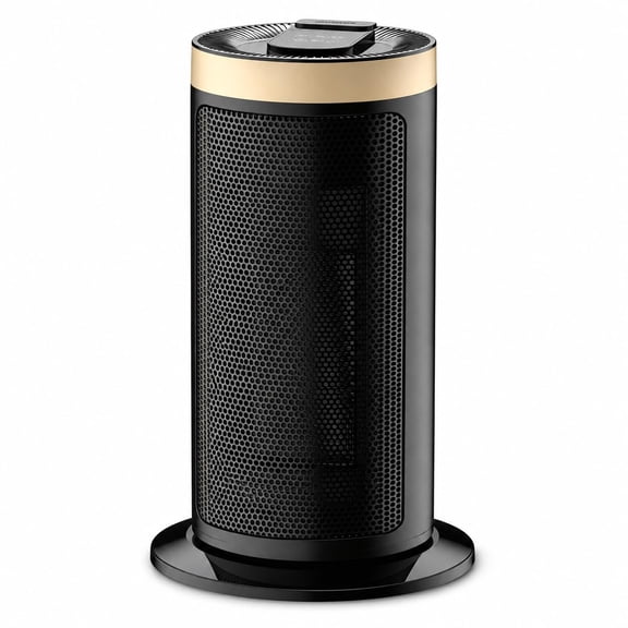 TENSAKEE 1,500W PTC Ceramic Tower Heater with Adjustable Thermostat, Oscillation and Overheat Protection, Gold