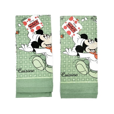  Mickey  Mouse  Chef Kitchen  Dish Towels 2 Piece Set  Green 