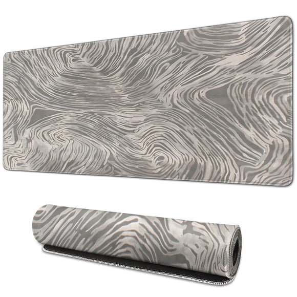 Tapis de Souris Thème Lignes Gris Doré Imperméable Antidérapant pour Bureau Maison Travail Gaming Tapis de Souris Base en Caoutchouc avec Bords Cousus 31.5x11.8 Pouces