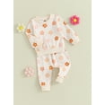 thumbnail image 3 of Bagilaanoe 2Pcs Toddler Baby Girl Fall Outfits Flower Print Long Sleeve T-Shirts Tops + Leggings 6M 12M 18M 24M 3T Kids Long Pants Set, 3 of 9
