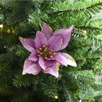 KALLORY Christmas Decor 1Set Purple Plastic Artificial Christmas Flower For Table Decoration
