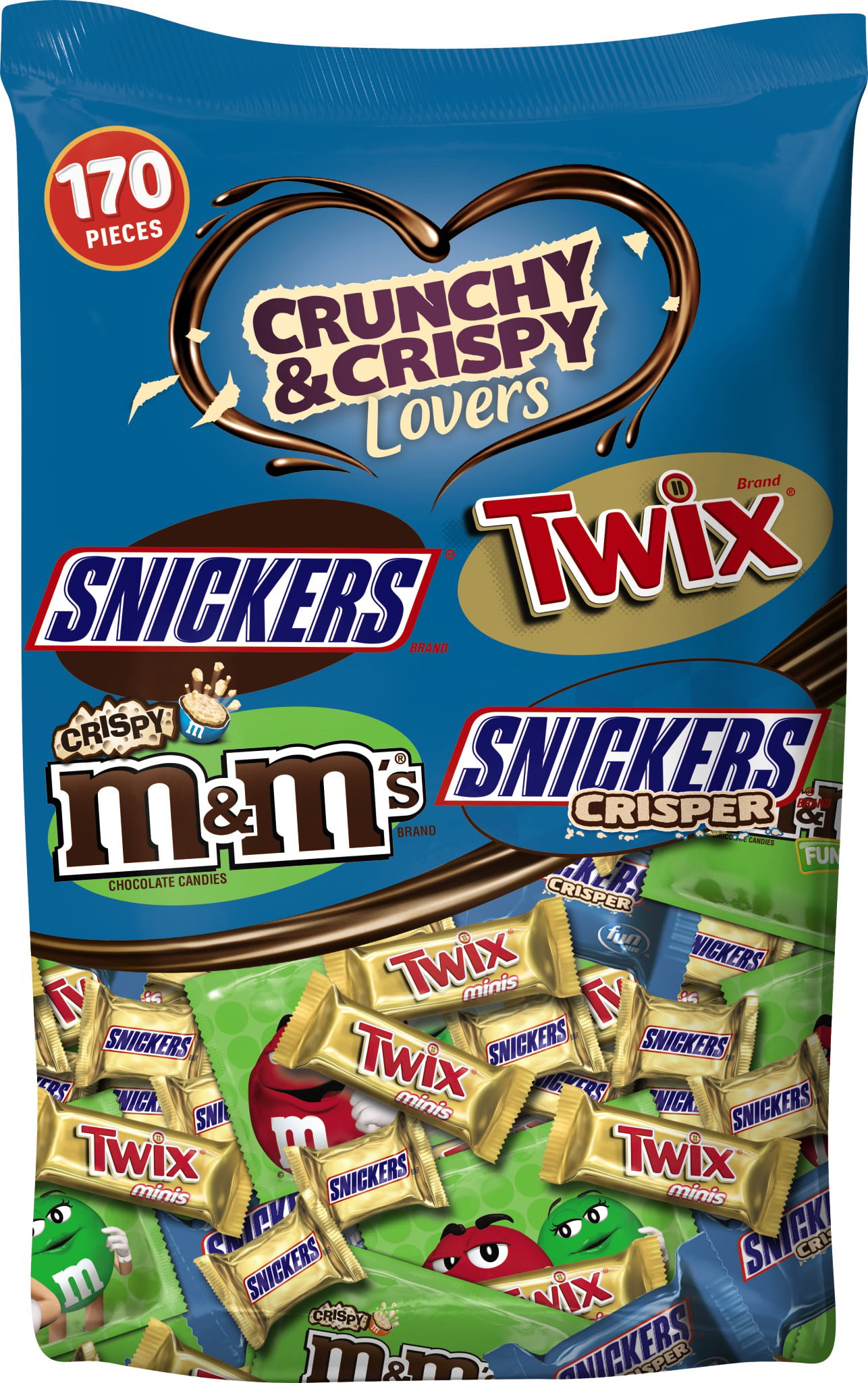 Mars Twix, Snickers, & M&M's Halloween Fun Size Crunchy & Crispy Lovers Variety Candy Bar Pack, 70.07 Oz.
