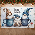 thumbnail image 5 of Gnome Design Hello Winter Banner Christmas Theme Snowflake Illustration for Holiday Decoration Home Decor Winter Party, 5 of 9