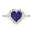 thumbnail image 2 of 2.27ct heart cut blue tanzanite 18k 2 tone gold halo Bridal Wedding Engagement Promise Anniversary Ring for Women size 3.5, 2 of 7