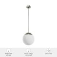 thumbnail image 7 of Hunter - Hepburn 1-light Brushed Nickel, Medium Size Pendant Light, Dimmable, Mid Century Modern Style, Globe Shaped, for Bedrooms, Dining, Living Rooms - 19848, 7 of 7