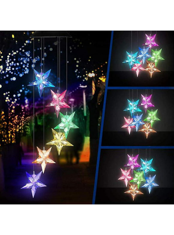 EpicGadget Large Star Solar Light, Solar Star Wind Chime Color Changing Waterproof Outdoor Solar Garden Decorative Lights for Walkway Pathway Backyard Christmas Decoration Parties (Large Star)