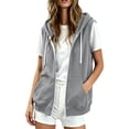 thumbnail image 2 of JOANKDMI Women Sleeveless Jacket Hoodie Full Zip Vest Casual Summer Fall Sweatshirt Activewear with Pockets Drawstring Lightweight Workout Sports Athletic Tops, 2 of 8