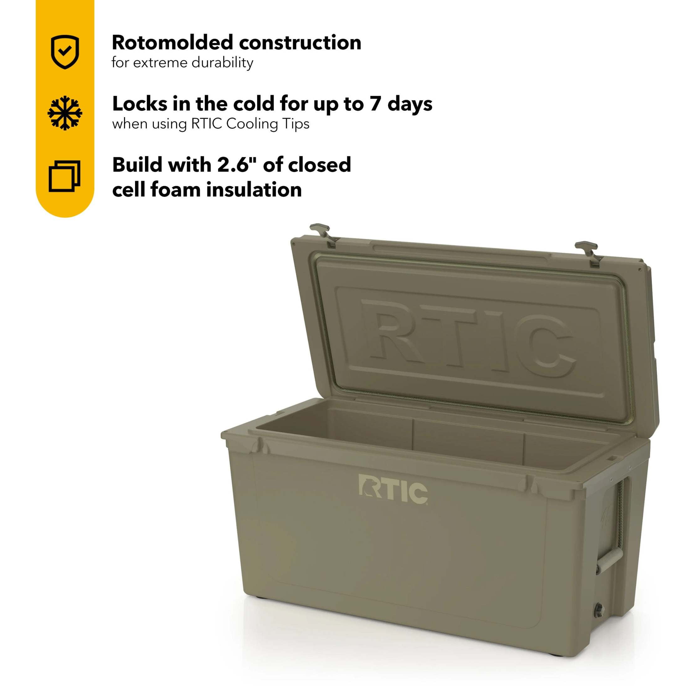 RTIC 145 QT Ultra-Tough Rotomolded Hard-Sided Ice Chest Cooler, Fits 195 Cans, Olive