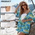 thumbnail image 6 of Xoenoiee Tropical Palm Tree Hibiscus Boat Print Women's Boho 2 Piece Outfits Beach Vacation Sets Short Sleeve Open Front Kimono Blouse and Shorts Set for Ladies, Size XL, 6 of 7