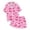 Z3 Pink, variant on REDARER Girls Casual Bow Printed Button Lapel Short Sleeved Top Shorts and Pajamas Set,5-6 Years