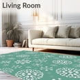 thumbnail image 2 of ODIKA 2'x3' Machine Washable Non-Slip Area Rug, Whimsical Snowflake Embossed Winter Celebration Tree Skirt High Traffic Rug with Pad, Teal, 624329, 2 of 8