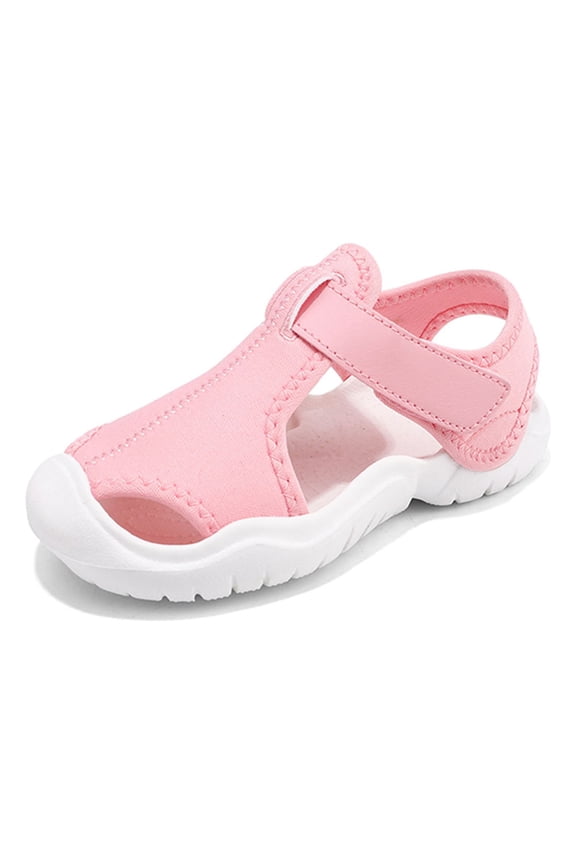 Toddler Athletic Water Shoes Hoop&Loop Boys Girls Water Shoes Slip On Closed-Toe Beach Swim Pool Sandals for Unisex Kids Pink 24