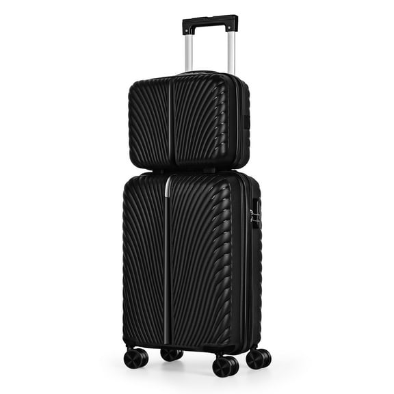 Travel Business Trip Striped Luggage Set PP 2 Piece (14" 20") Black
