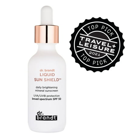 Dr. Brandt Bright This Way Liquid Sun Shield SPF 50-100% Mineral Lightweight Sunscreen Lotion - Protection Against UVA/UVB, HEV/Blue Light, Infrared and Pollution - 1.7 fl oz / 50 ml