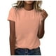 thumbnail image 1 of Camiseta clásica de manga corta y color liso para mujer: top informal de cuello redondo, mezcla de poliéster y spandex, tallas S-XXL con tallas EE. UU./UE, versátil para el uso diario, 1 of 5