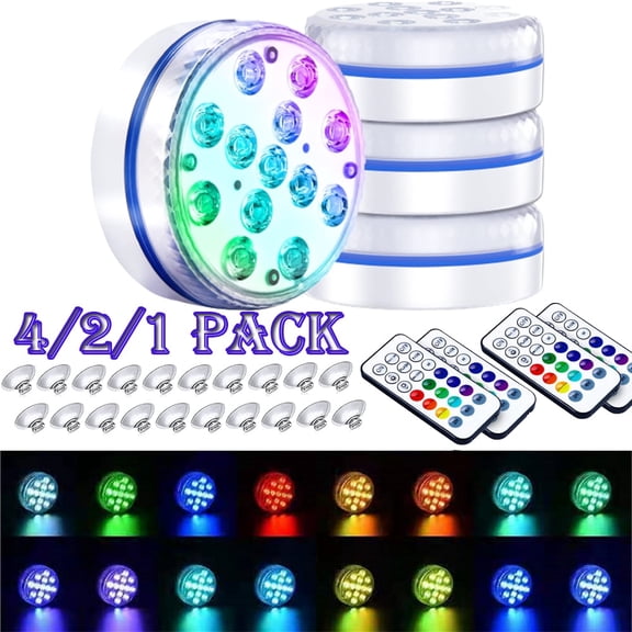 DISEN Submersible LED Pool Lights for Underground Pools Waterproof Underwater Lights with Remote Control, Outdoor Pool Decorative Pond Lights for Fountains Aquarium Vase Battery Powered 1 Pack